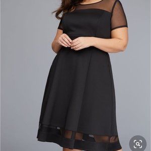 Lane Bryant Mesh Sleeve Scuba Fit and Flare Dress